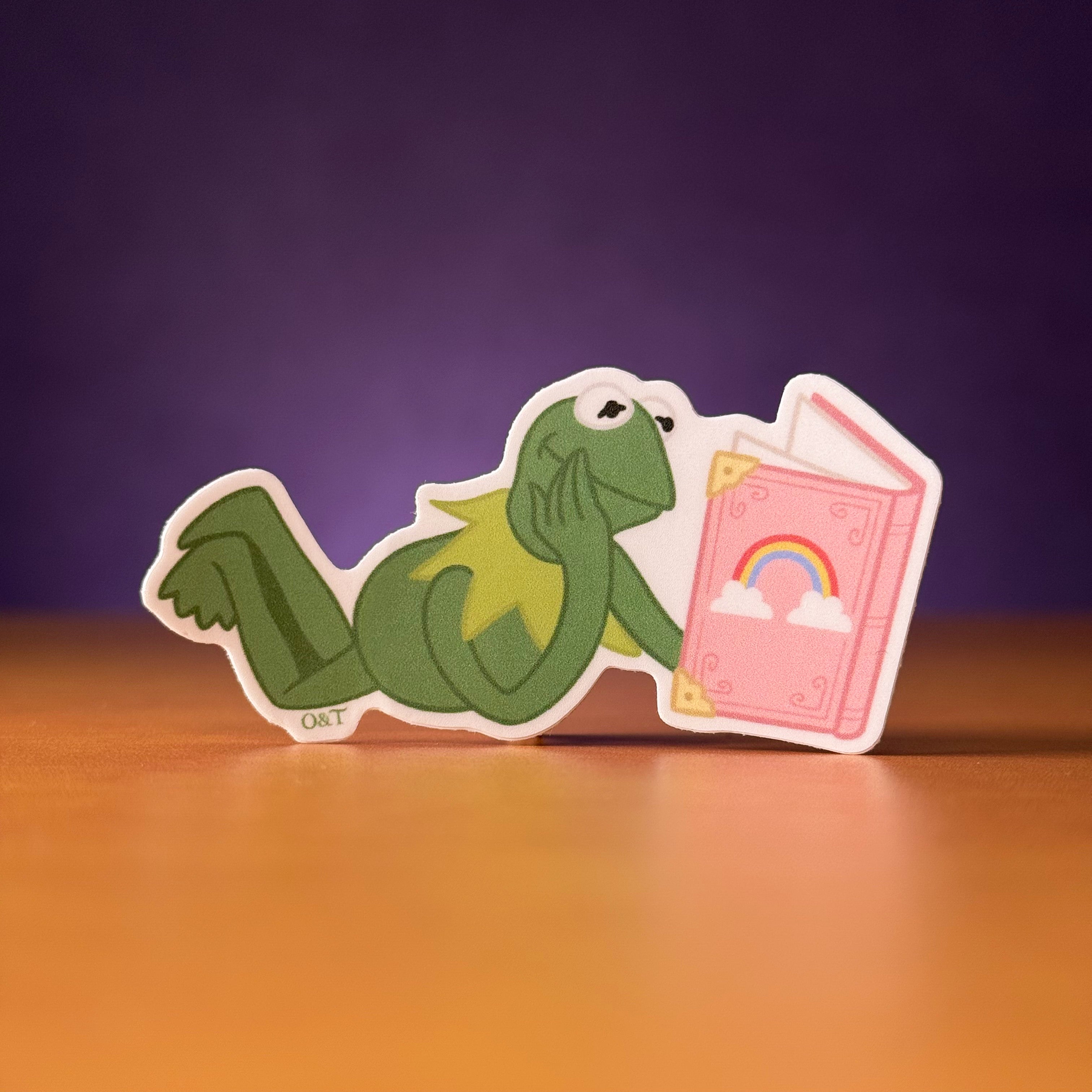 Kermit Reading Sticker – Oddment & Tweak