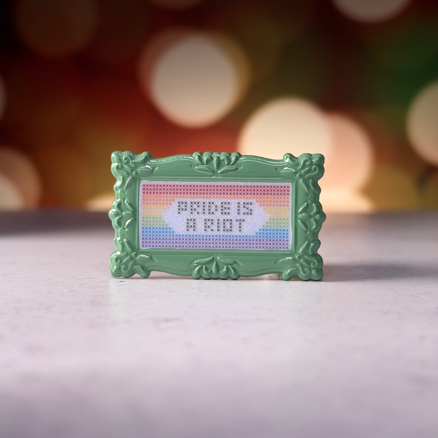 Pride Is A Riot Cross-Stitch Pin