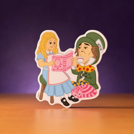 Alice & Hatter Reading Sticker