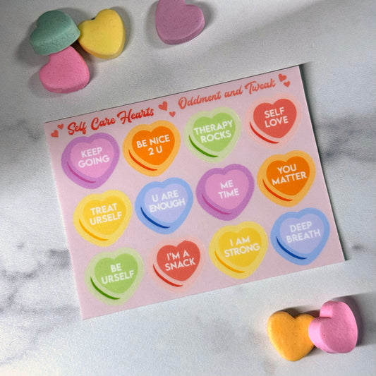 Self-Care Hearts Sticker Sheet